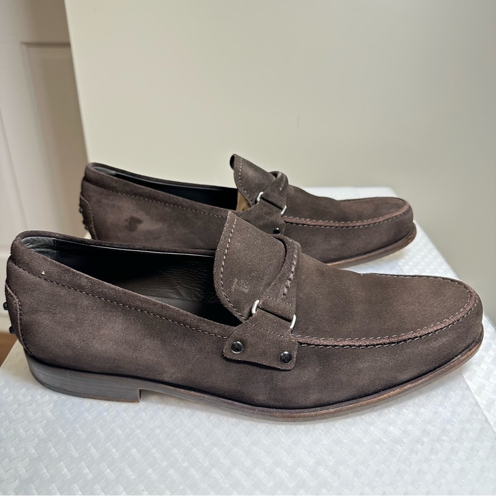 Tod's Suede Brown Loafers Made In Italy Men’s Size 9 - Picture 4 of 11